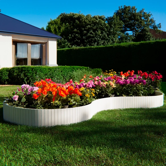 Beeteinfassung, Rollborder II Gartenzaun 200x10 cm Weiß Kiefernholz Rollzaun