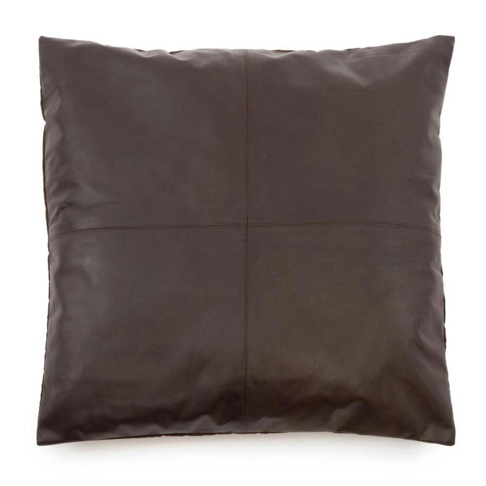 LEATHER - Coussin en cuir marron 60x60