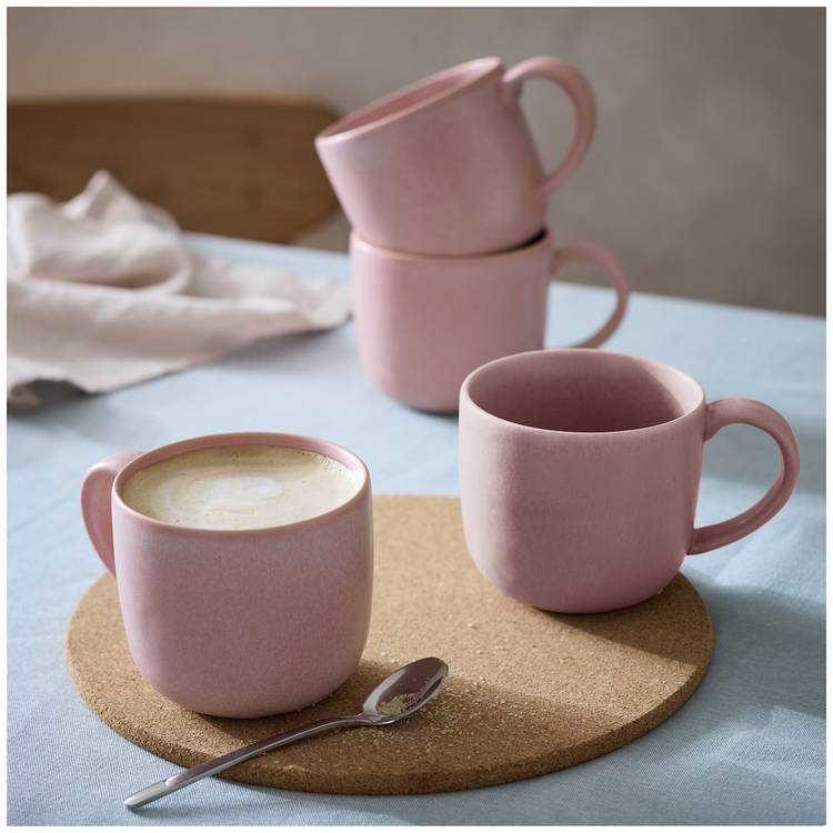 Habitat Set of 4 Reactive Stoneware Mugs - Soft Pink
