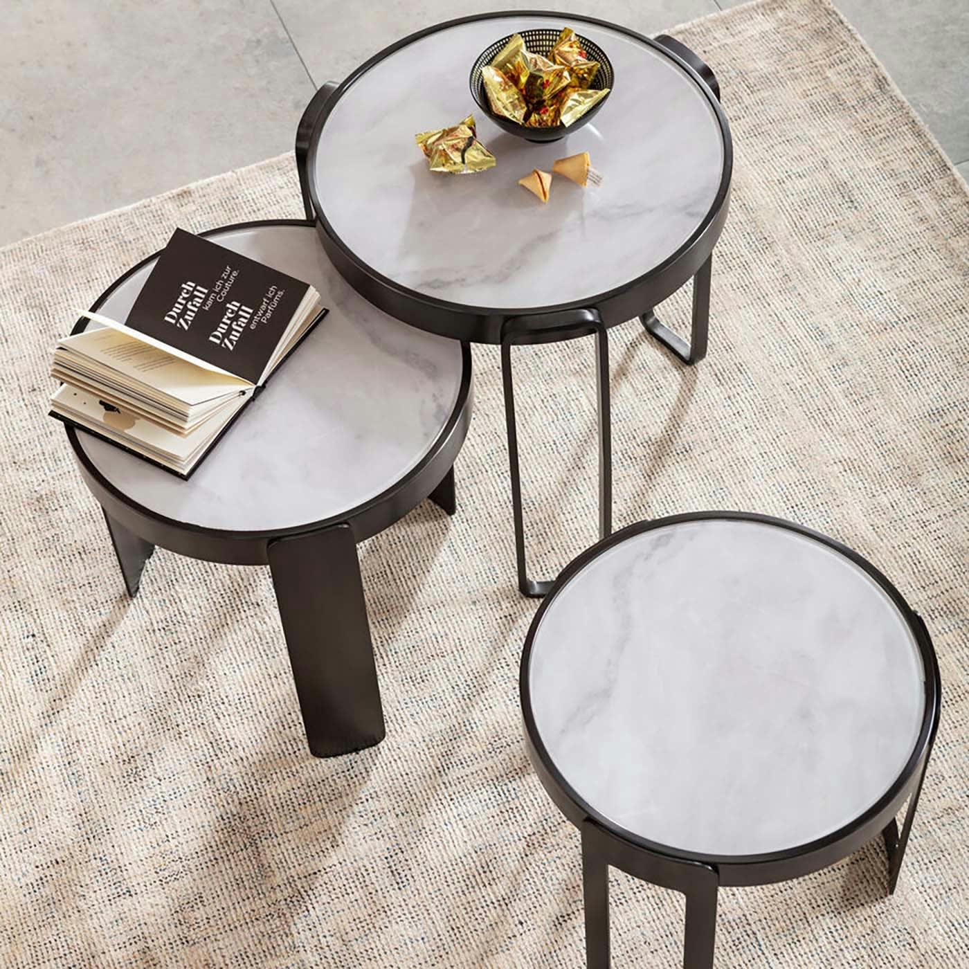 PERELLI - Tables basses Perelli noires set de 3 Kare Design