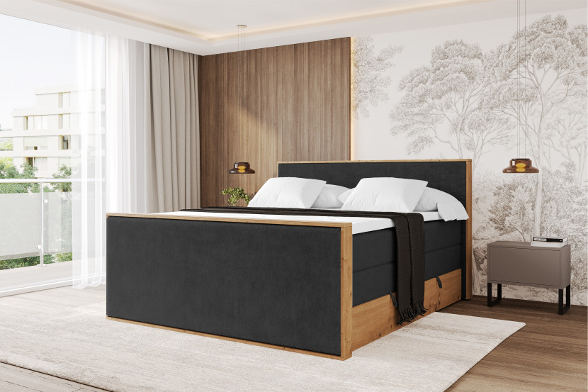 Łóżko kontynentalne z pojemnikiem i materacem H3|H4 LOLLI9-Z KING 120x200