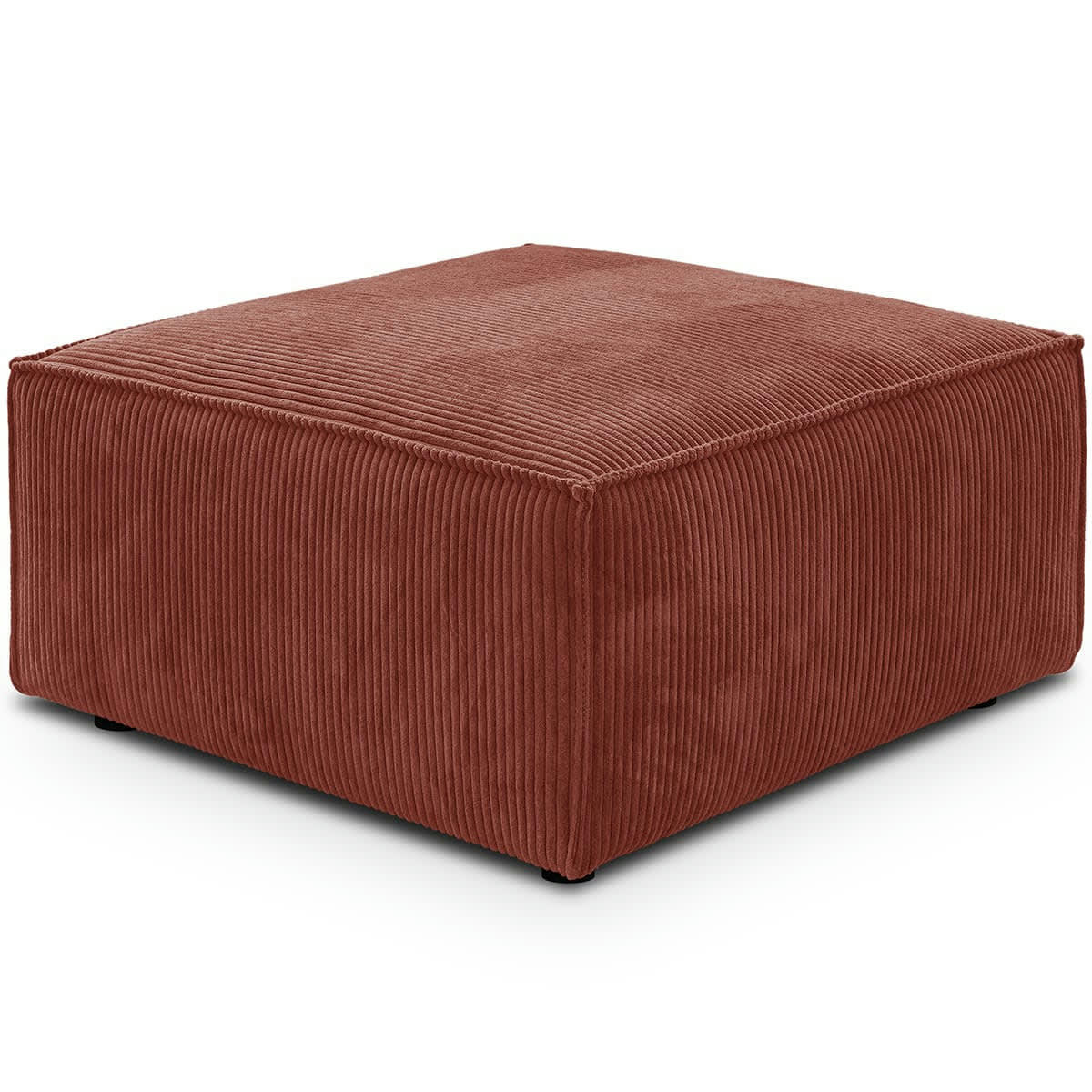 HARPER - Pouf en velours côtelé rouille