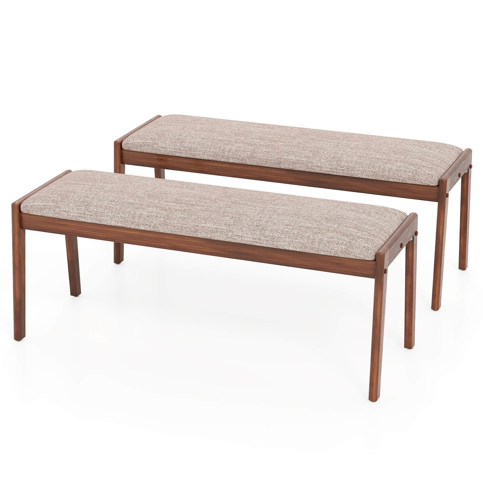 Costway 1/2 PCS 45 Farmhouse Backless Bench with Rubber Wood Legs &