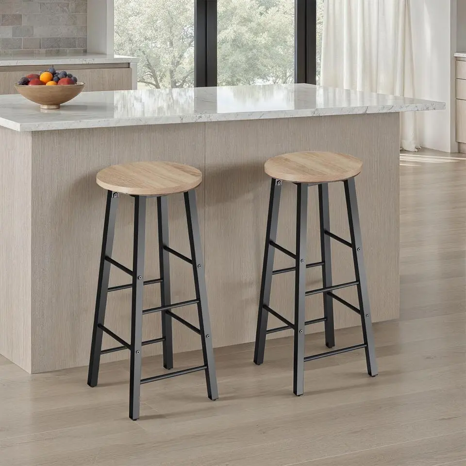 tectake Barkrukken Keynes, Industrieel Licht Hout, Eiken Sonoma