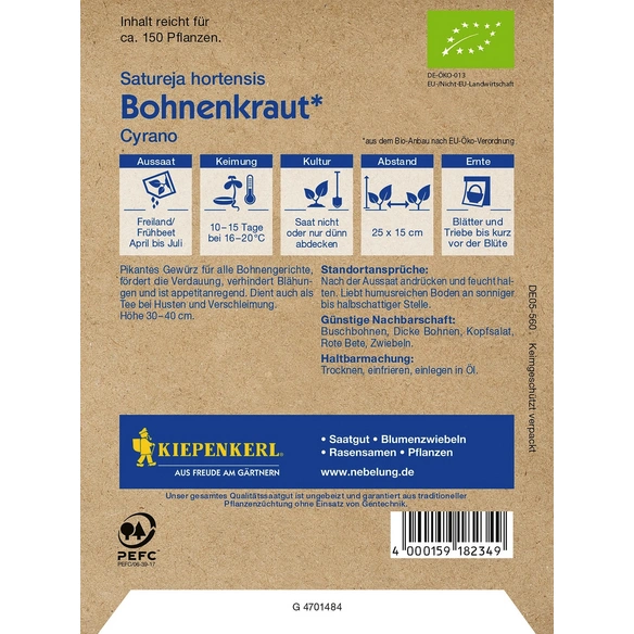 Bohnenkraut, Satureja hortensis, Samen