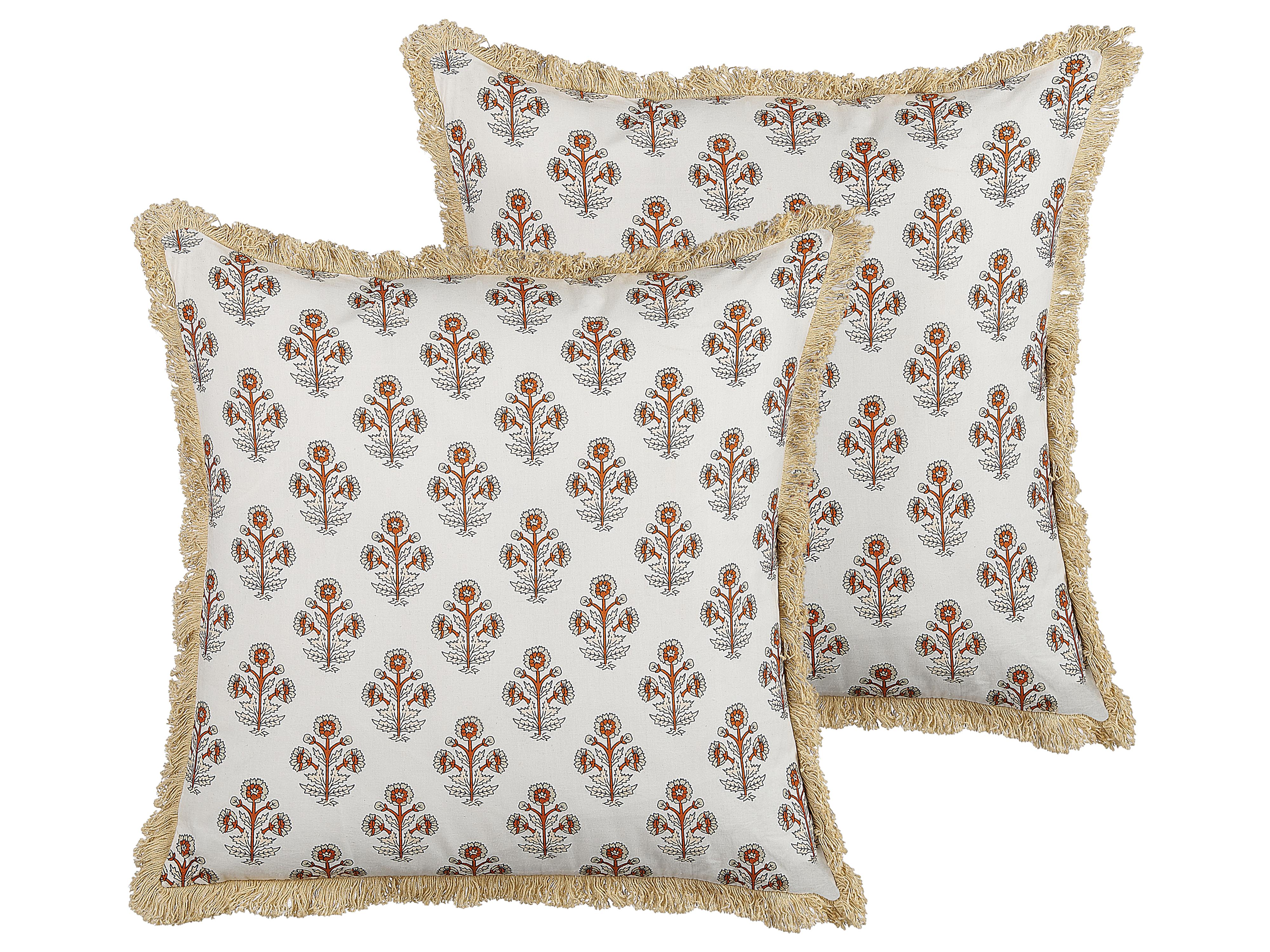Throw Cushion OMORIKA Cotton 45 x 45 cm White Floral Pattern