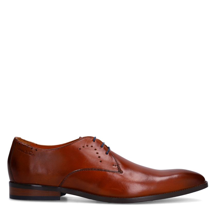 Van Lier Cognac leren veterschoenen