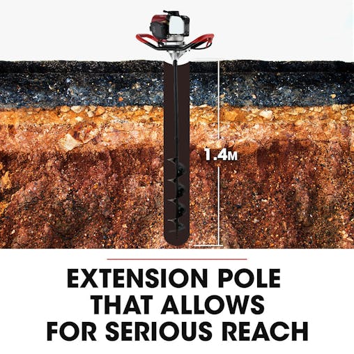 NNEMB BPX-1400 38cc 4-Stroke Petrol Post Hole Digger, 150mm Auger w/ 600mm Extension Shaft