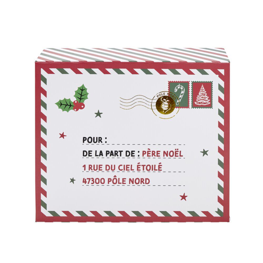 BoÎte cadeau No&euml;l pliable fermeture magnétique "De la part de" 30x35cm