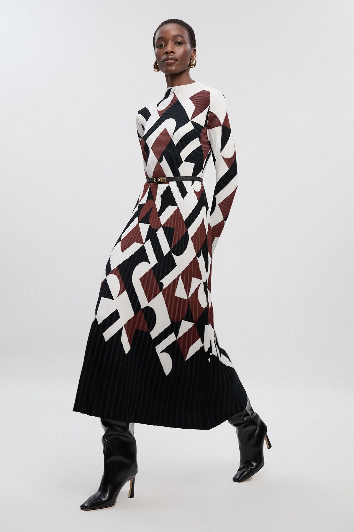 KarenMillen Geo Jacquard Knit Maxi Dress