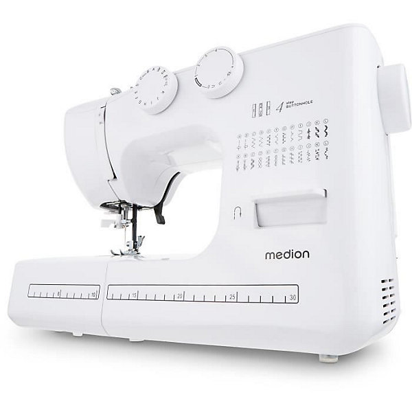 Machine a Coudre - MEDION - SM 60 - 62W - 24 Points   Points Doubles - 700 tr/min - LED - Blanc