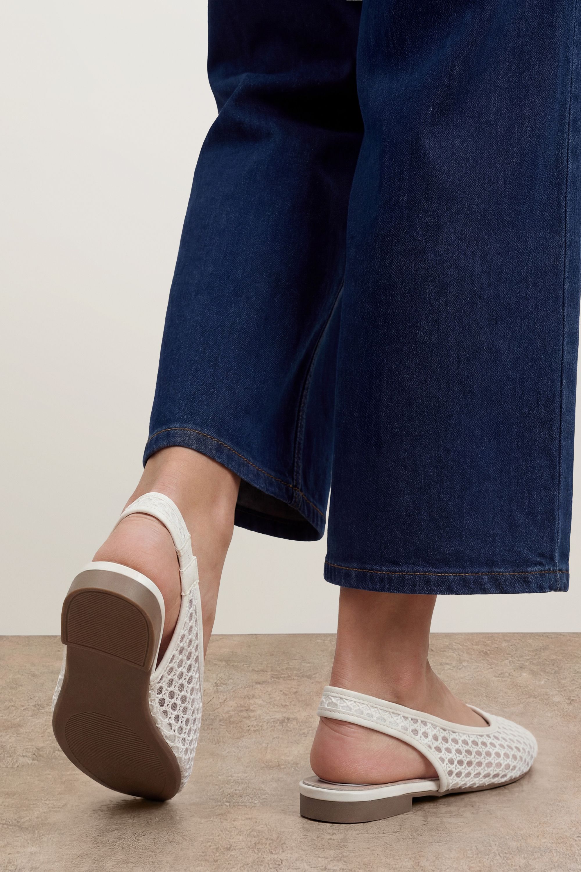 Oasis Shauna Faux Leather Lace Slingback Ballet Pumps