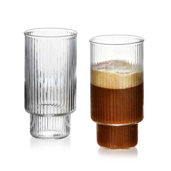 Komplet 4 szklanek 400ml ze szkła borokrzemowego ELLA STRIPES