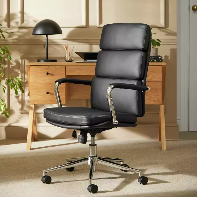 Habitat Callan Leather Mix Office Chair - Black