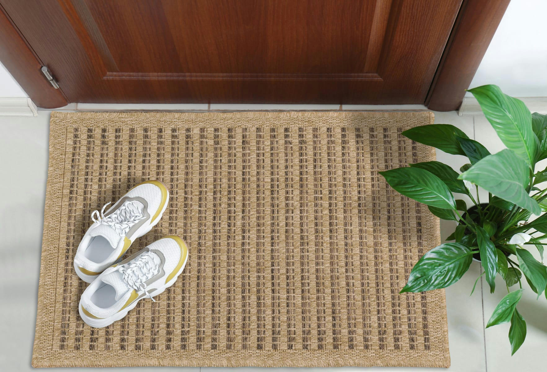 NATURE - Tapis intérieur et extérieur aspect jute marron 200x290