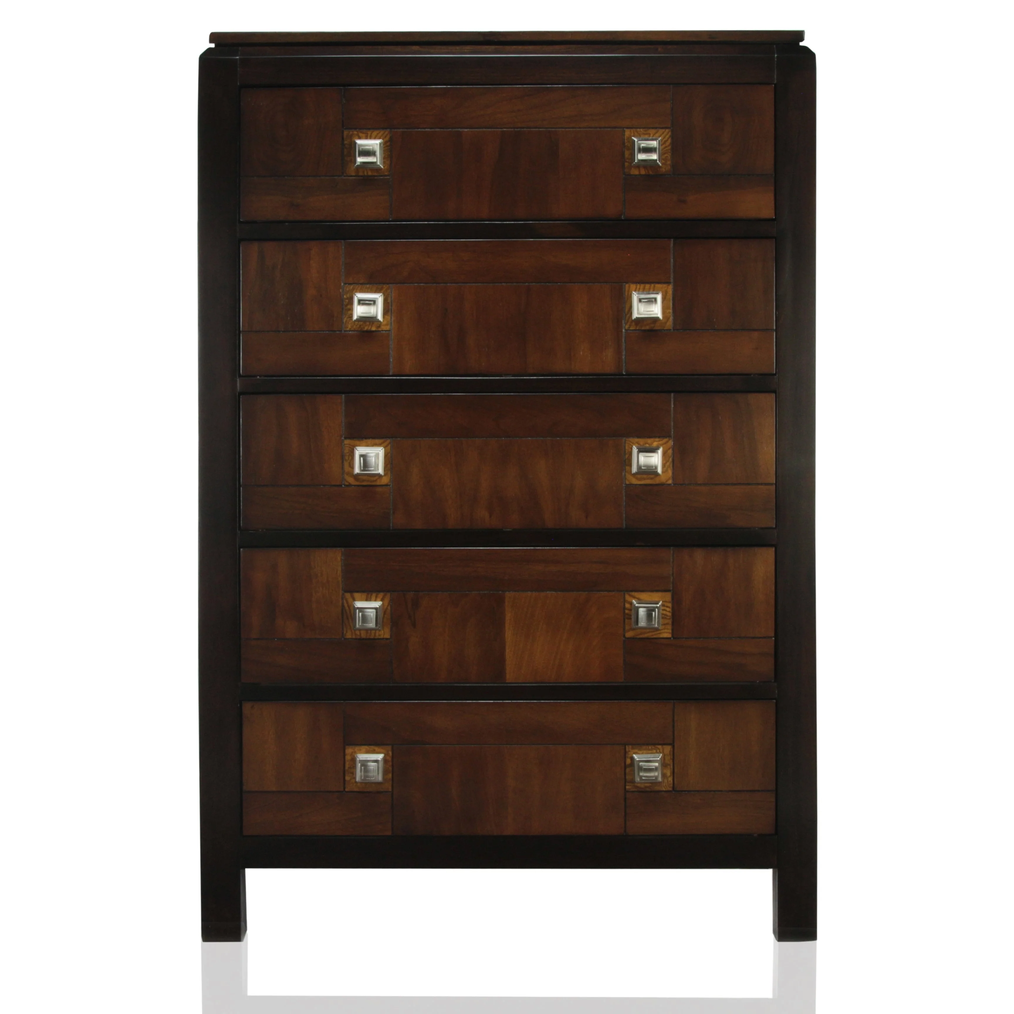Zuza Transitional Brown Solid Wood 5-Drawer Chest by Furniture of America