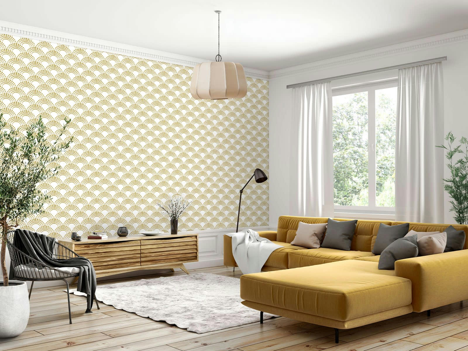 - Papier peint adhésif clair de lune or 60cmx2m50