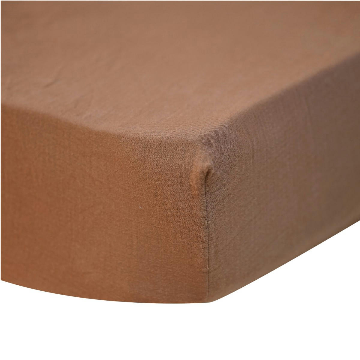 LES ESSENTIELS - Drap housse en gaze de coton terracotta 160x200