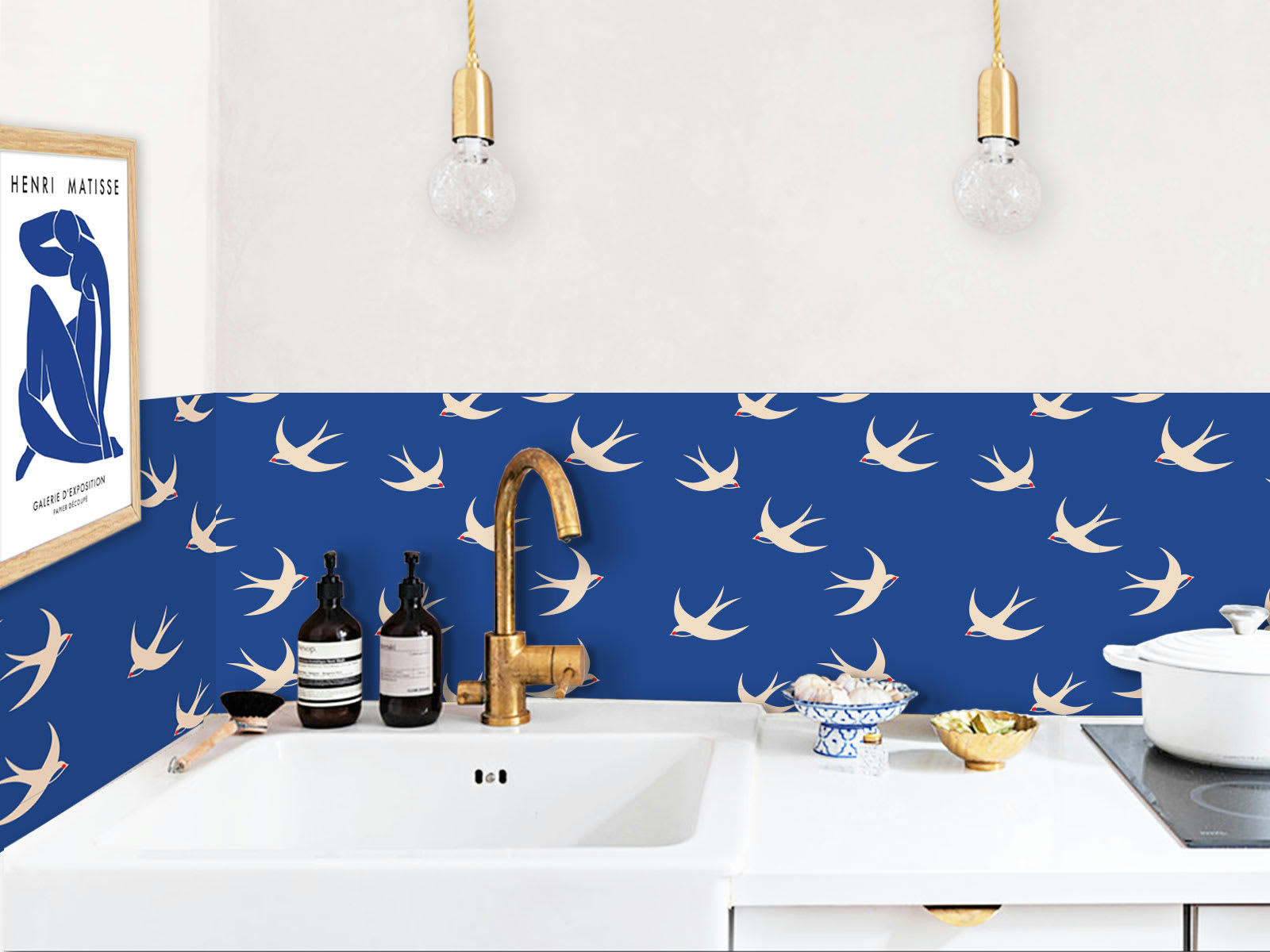 HIRONDELLE - Crédence adhésive bleu Klein 400x40cm