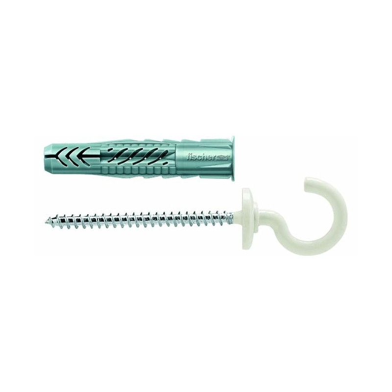 Cheville universelle UX R avec piton en nylon blanc Ø 8 x 50 mm