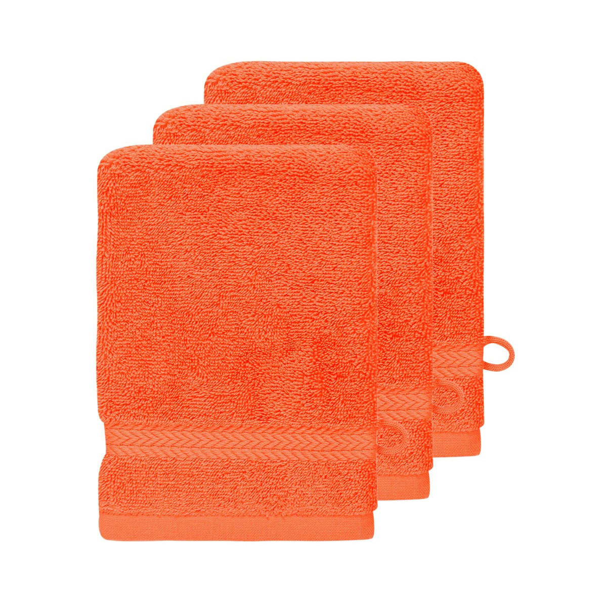 LUXURY - Lot de 3 gants de toilette 550gr/m²  corail 16x22 cm