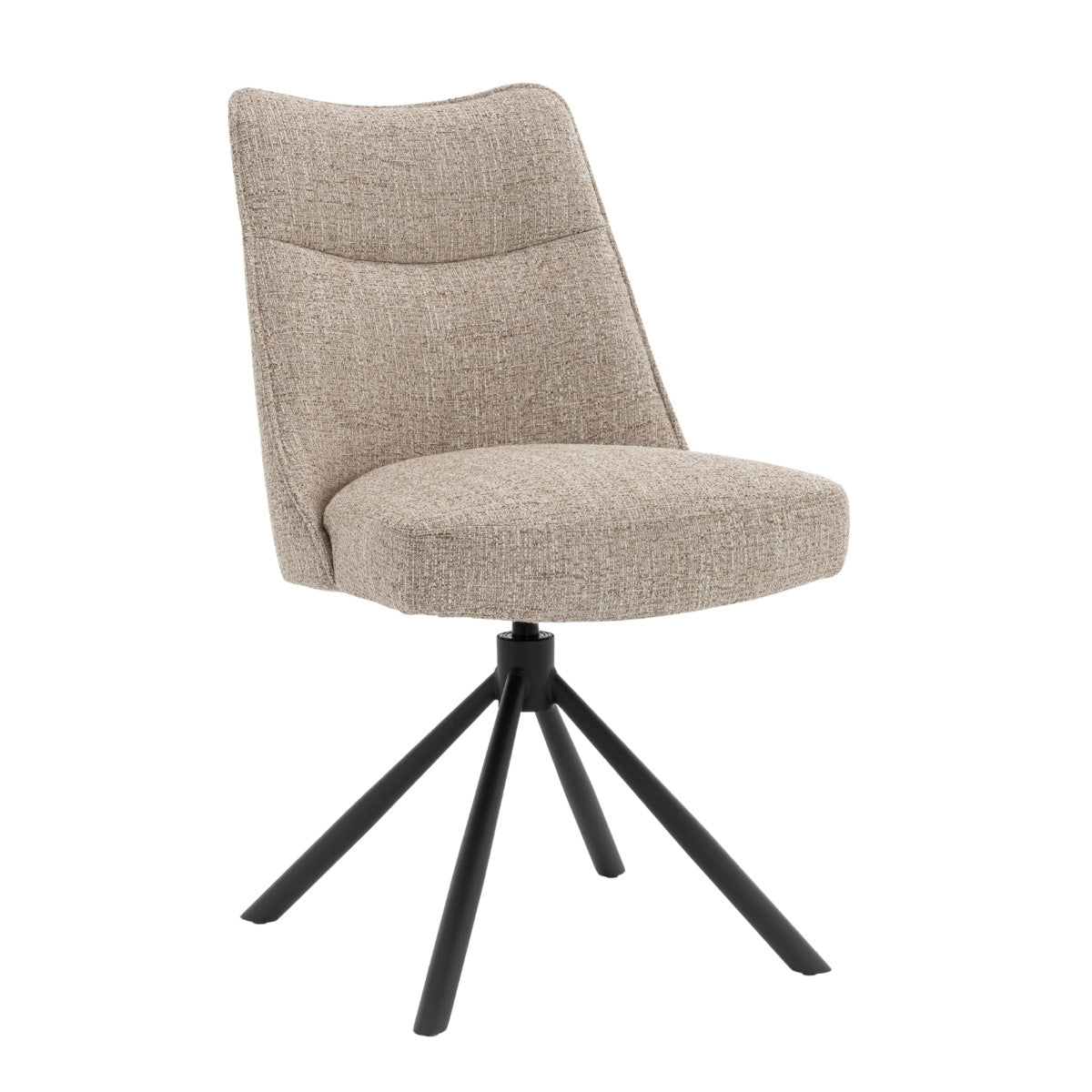 DÉJA Living Eetkamerstoel Meau - Beige/Zwart - Draaibaar - Set van 2