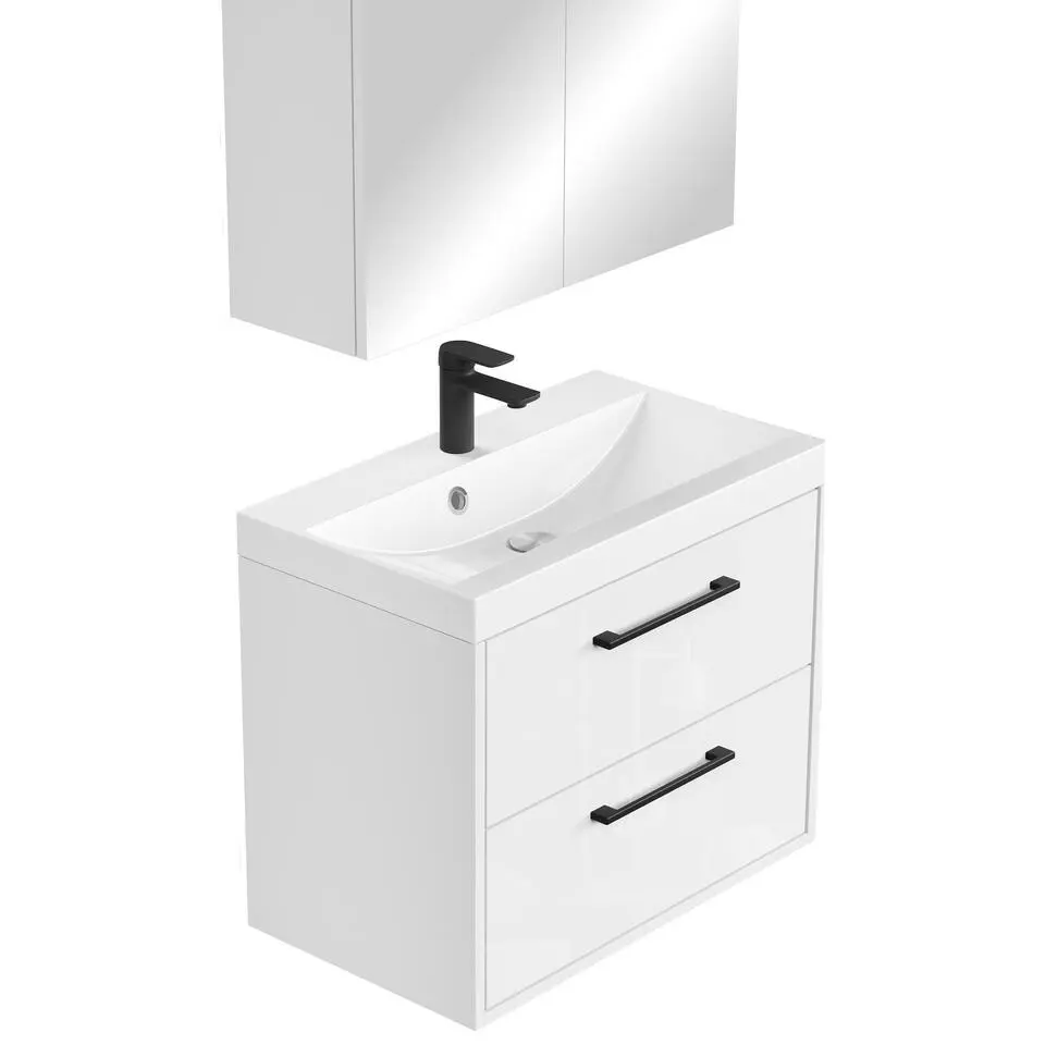 Badplaats Badkamermeubel Florence 01 60cm met spiegelkast - hoogglans wit