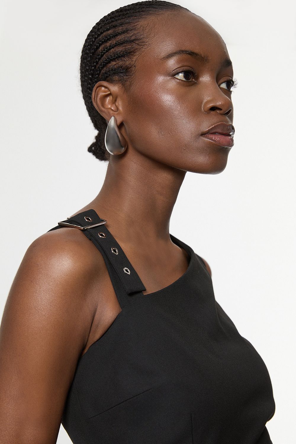 KarenMillen Petite Tailored Asymmetric Neck Strappy Detail Dress