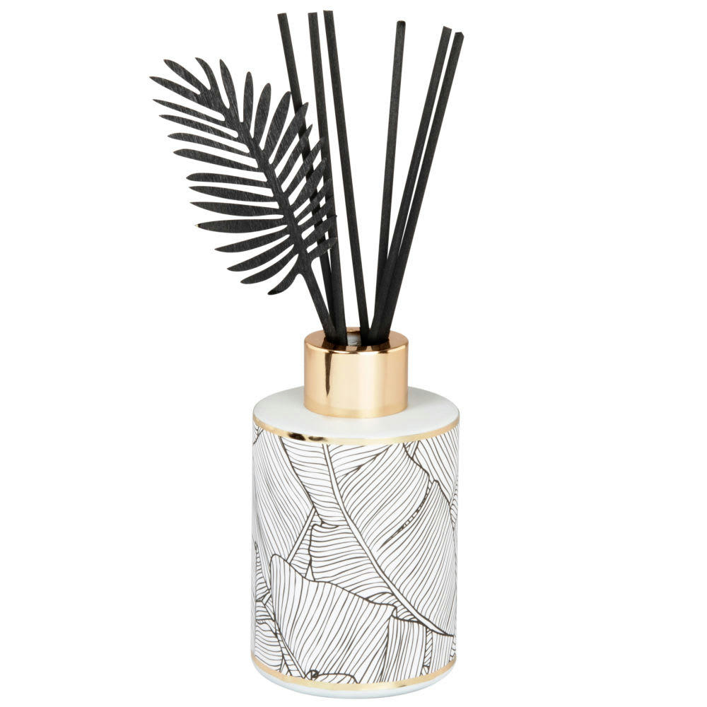 BLACK AND GOLD - Diffuseur en verre teinté blanc parfum Jungle oasis 100ML