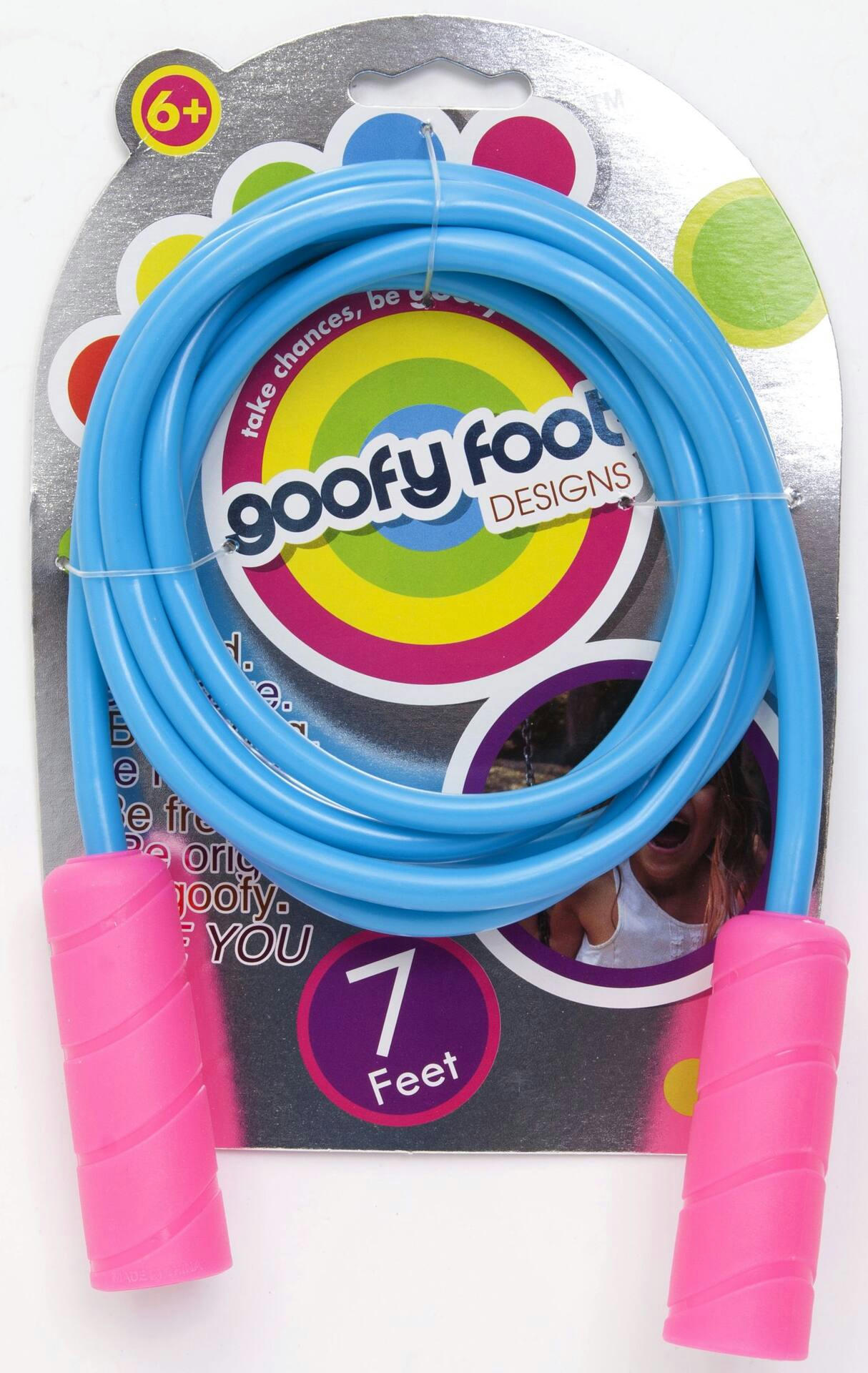 Goofy Foot Kids' Durable Vinyl Skipping/Jump Rope For Outdoor Play Age 6+, 7-Ft, Assorted