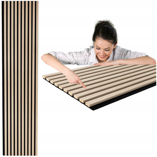 Lamele Ścienne na Czarnej Płycie SunWood Panele Dekoracyjne Riva 275x46cm