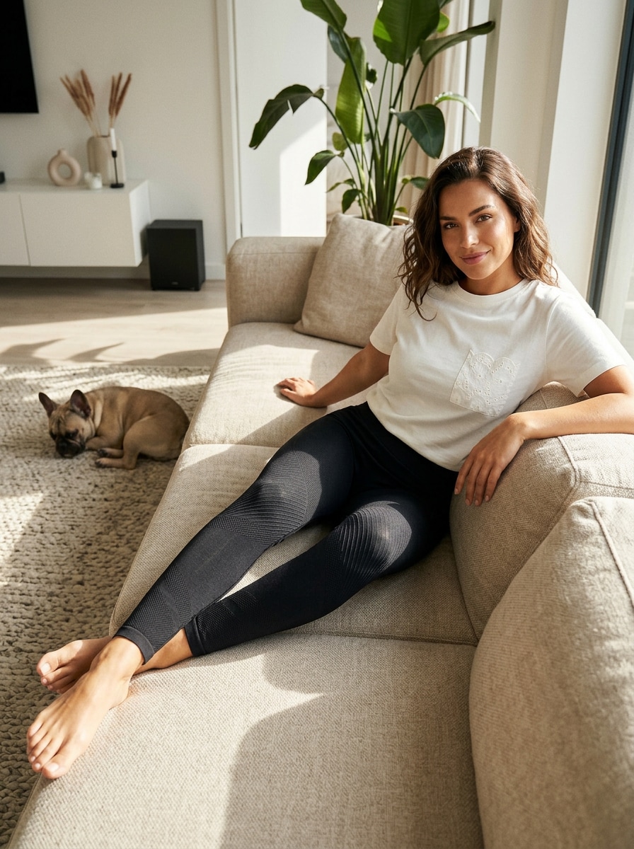 Legginsy z wysokim stanem o dopasowanym kroju