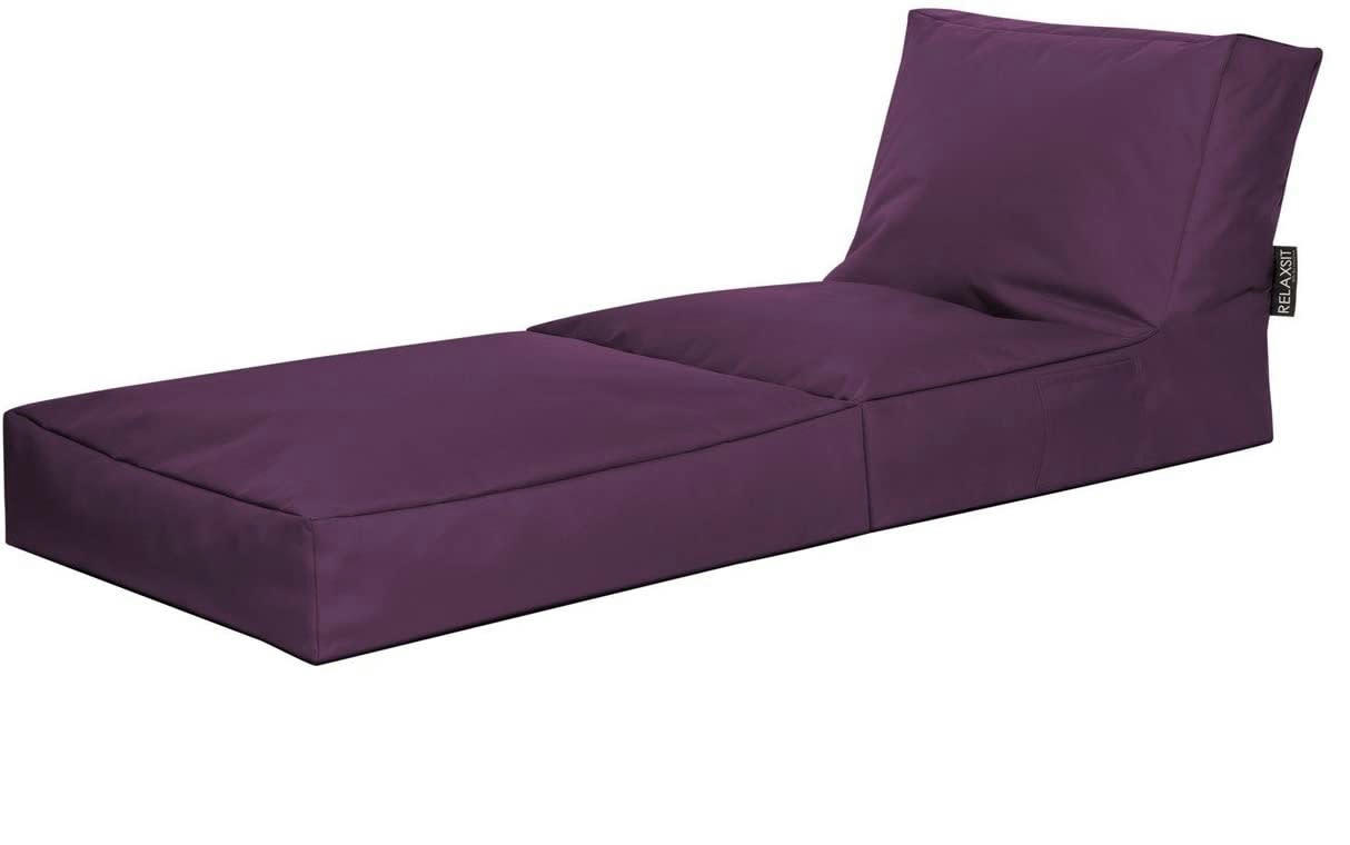 TWIST - Pouf extérieur uni aubergine dépliable 70x80x90
