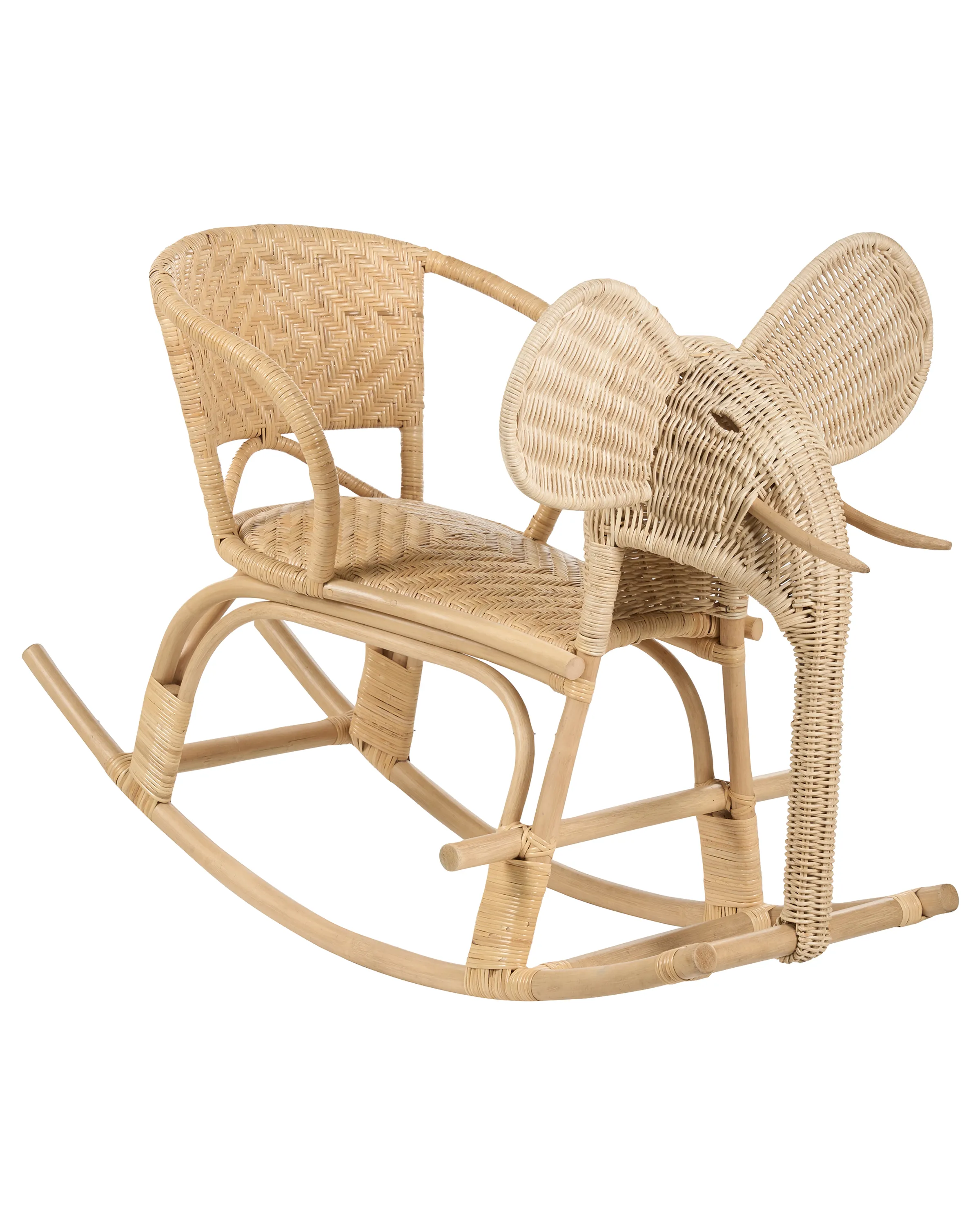 Kids Rocking Chair Elephant AMPOLLINO Rattan Natural