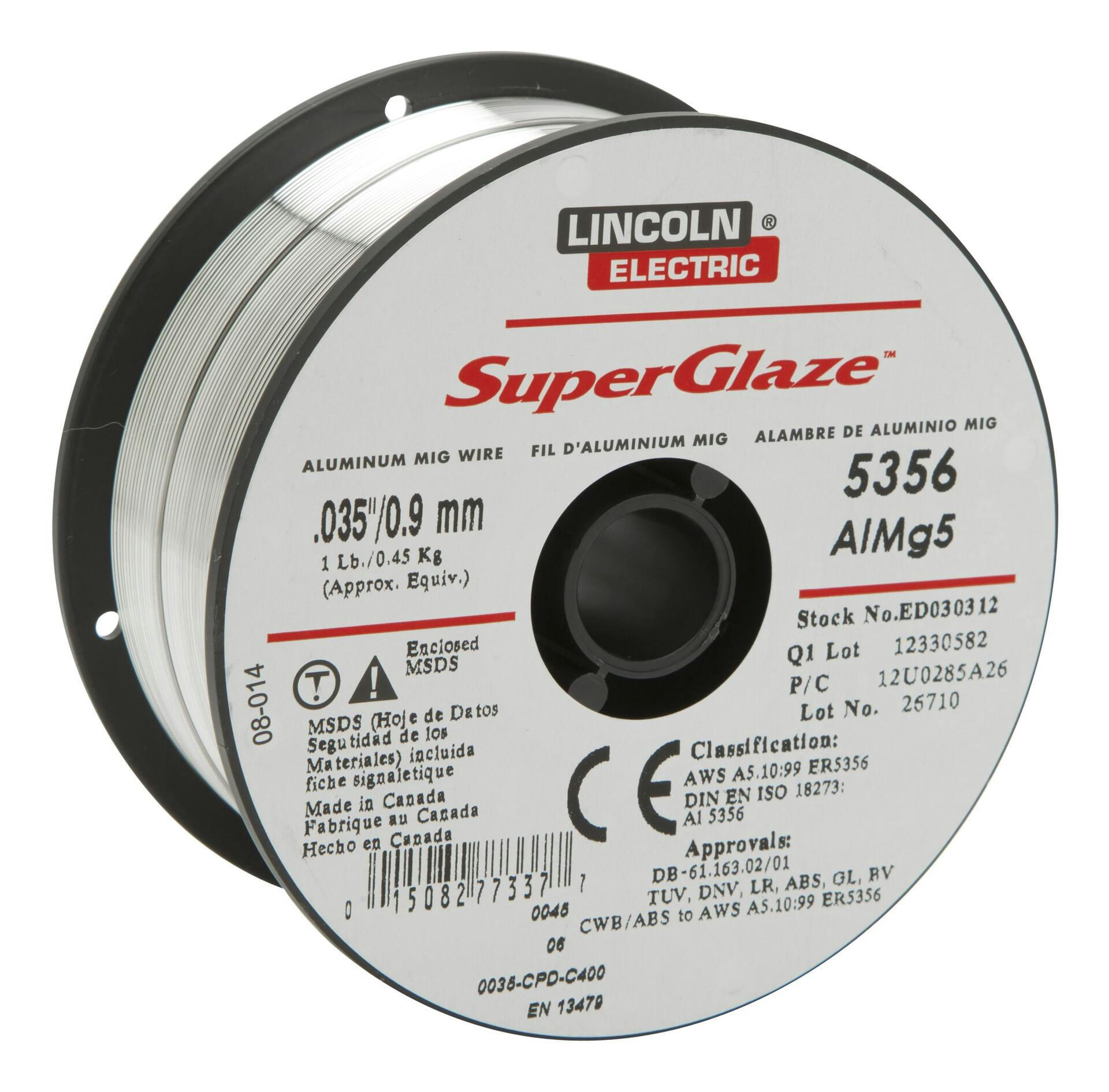 Lincoln Electric 5356 SuPerGlaze Aluminum Welding Wire, 0.45kg, 0.9-mm