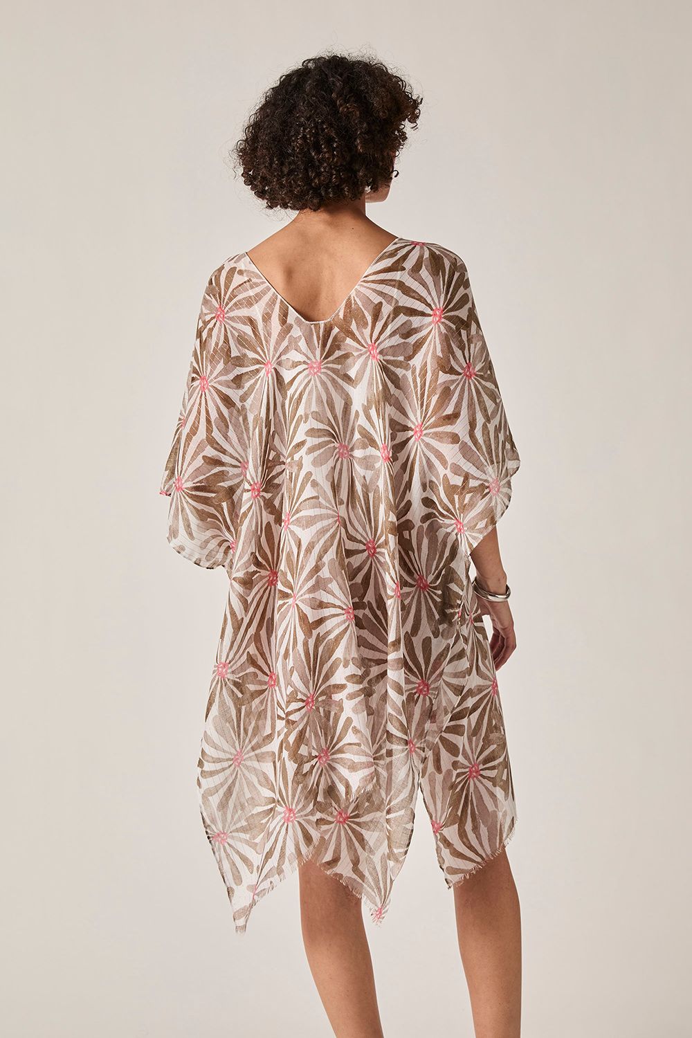 James Lakeland Beige Retro Floral Kaftan