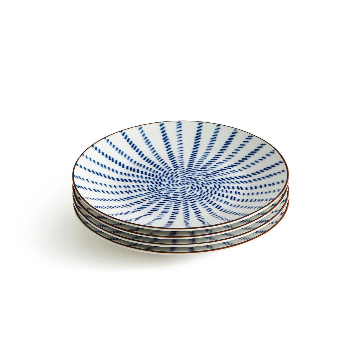 Lot de 4 assiettes à dessert motif rayons, Bowlia