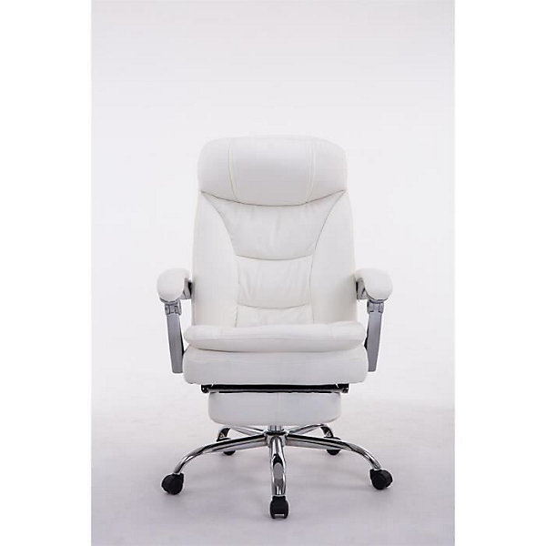 Fauteuil de bureau XL Troy CLP similicuir blanc réglable