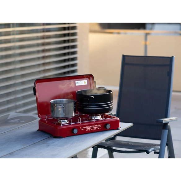 Camping-Kocher »Duo«, 2 Brenner, rot, Kunststoff