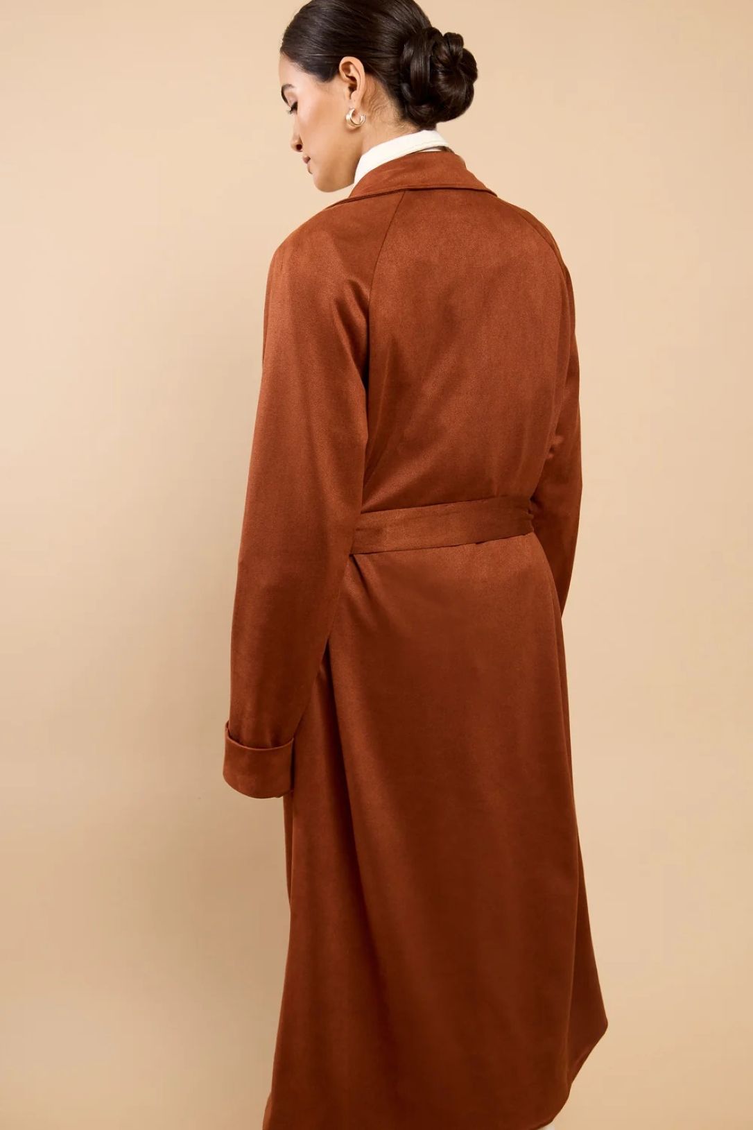 Little Mistress Brown Suedette Trench Coat