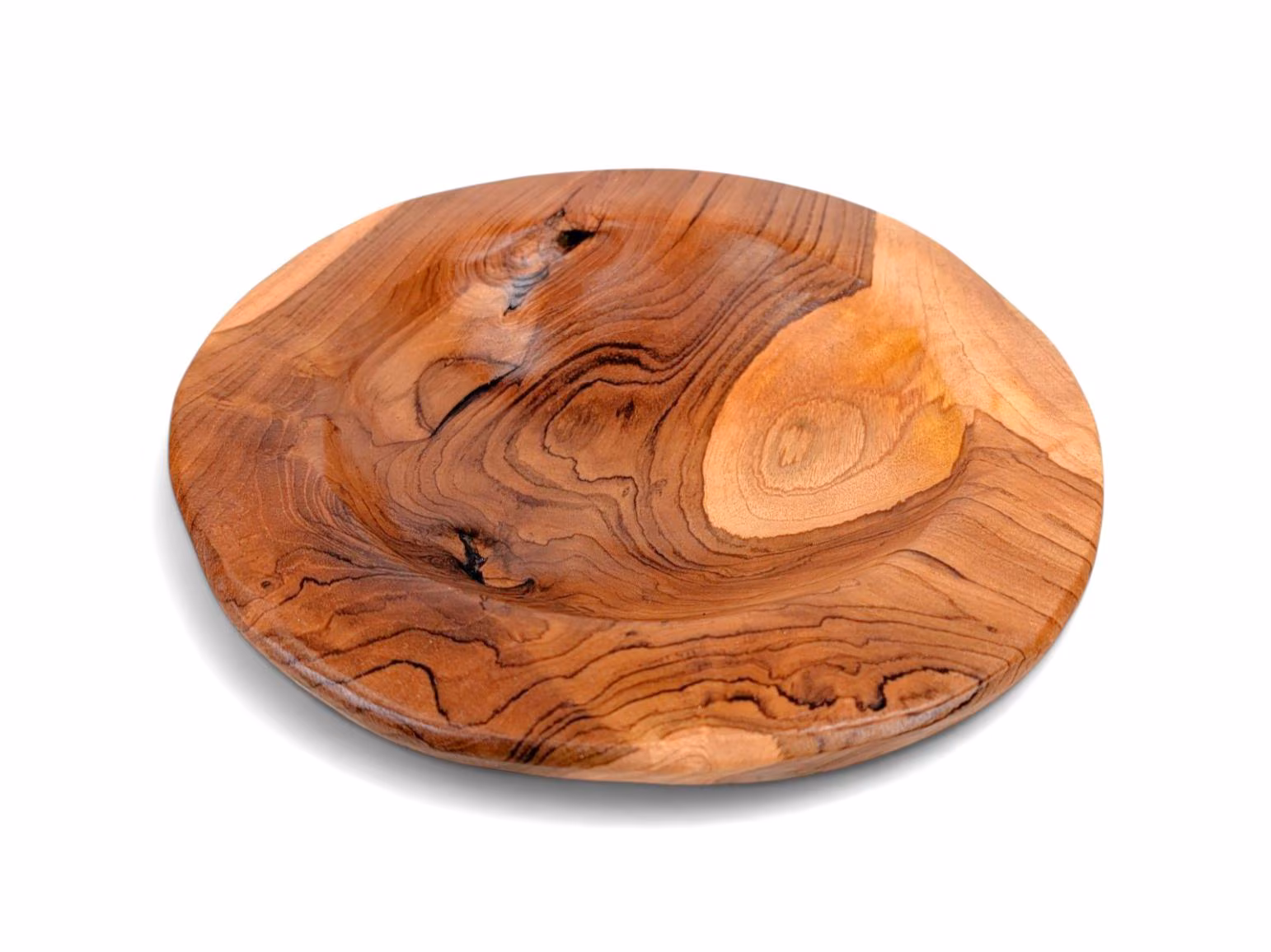 Raw-Edge Teak Fruit Bowl | Hand-Carved Fruit Bowl | Organic-Shape Fruit Bowl