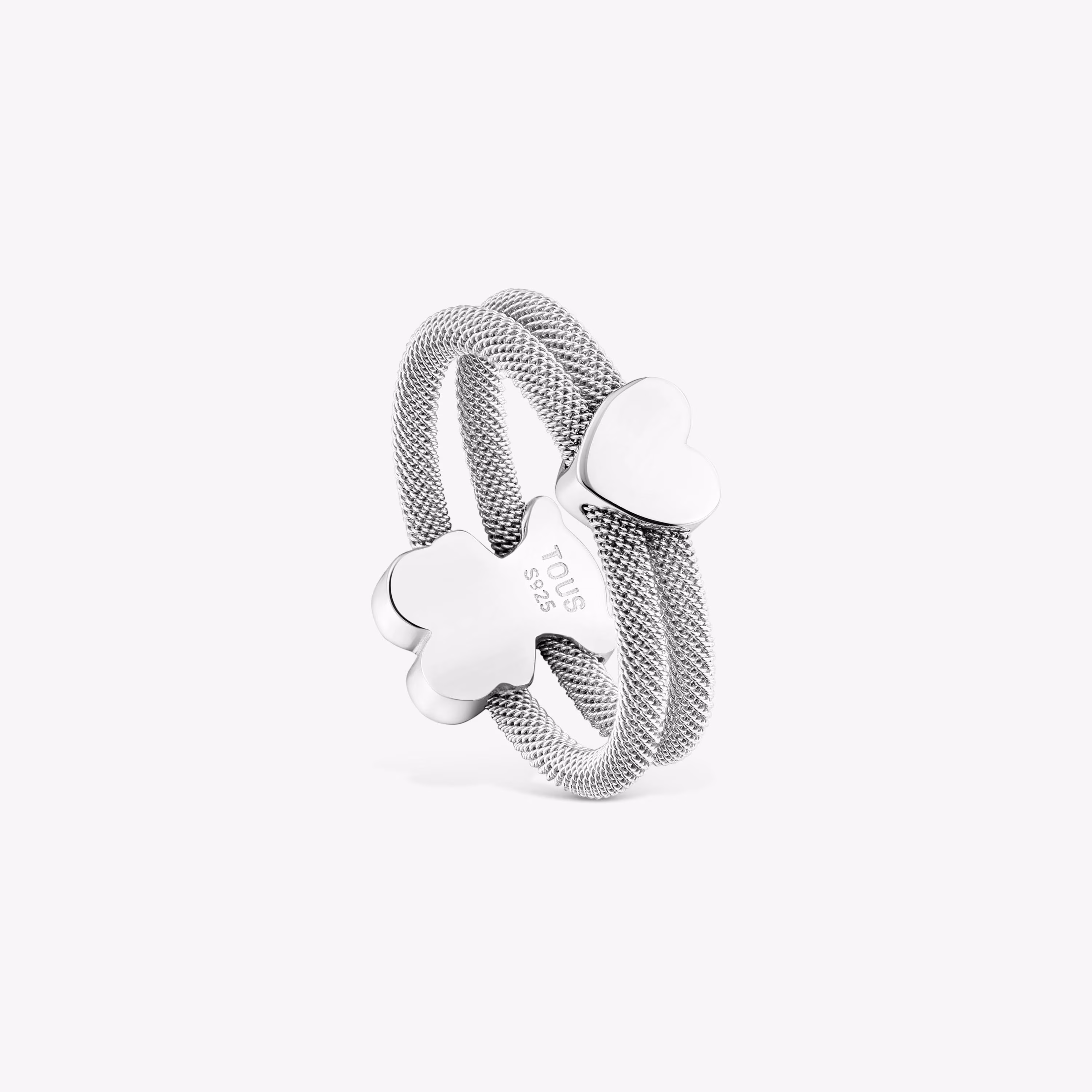 Anillo doble de plata Icon Mesh