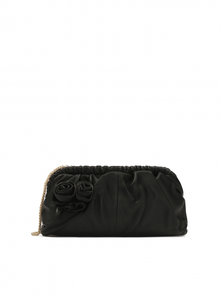 Black clutch bag with 3D roses