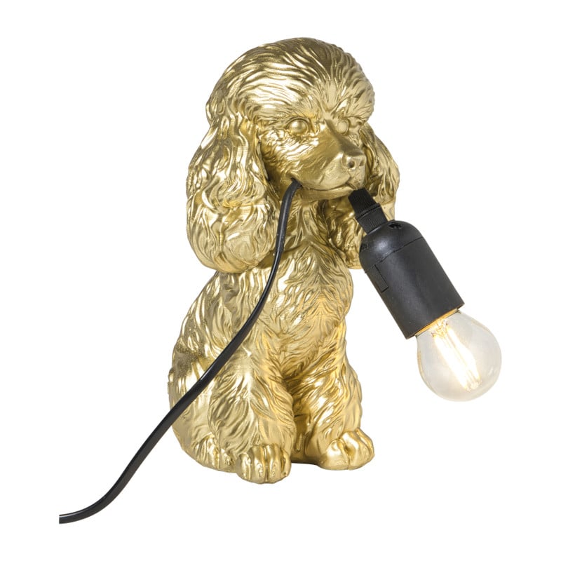 Lampvoet poedel - goudkleurig - 24.5x20.5x12.5 cm
