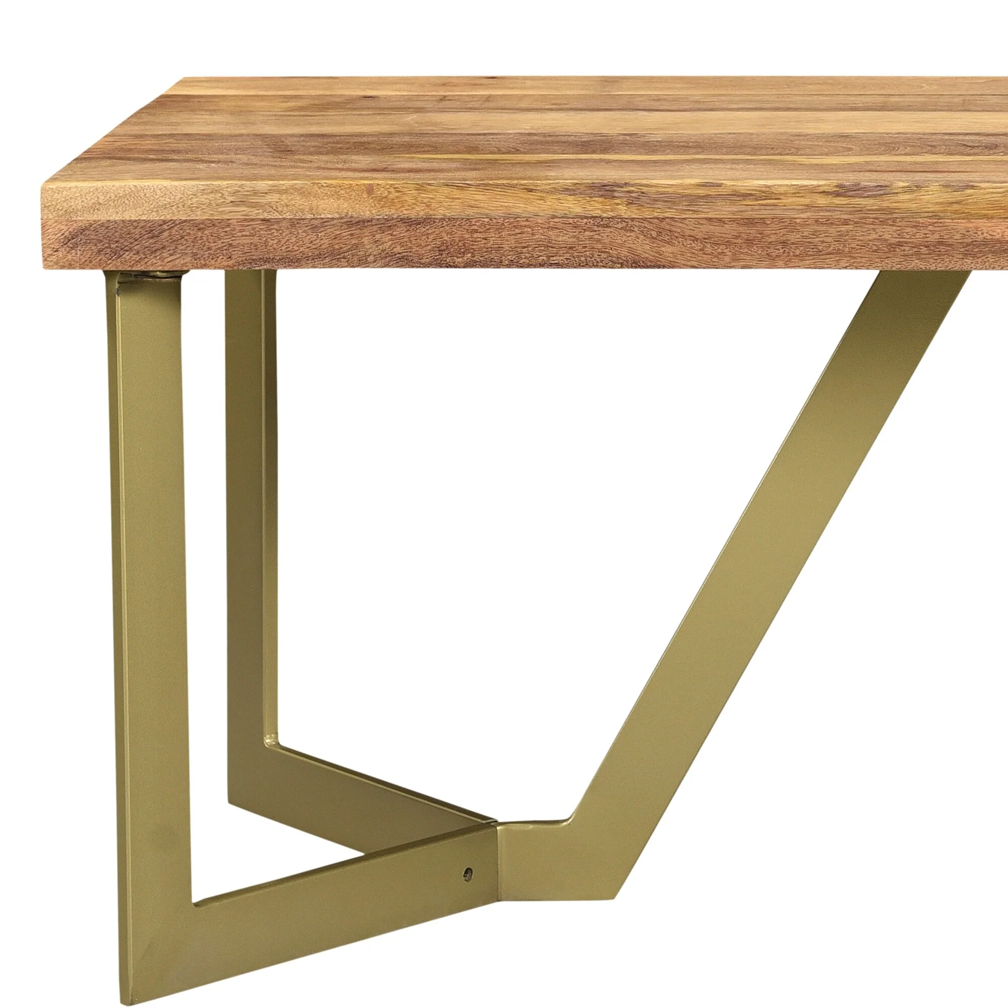 Rustic Modern Solid Wood Coffee Table in Natural & Aged Gold