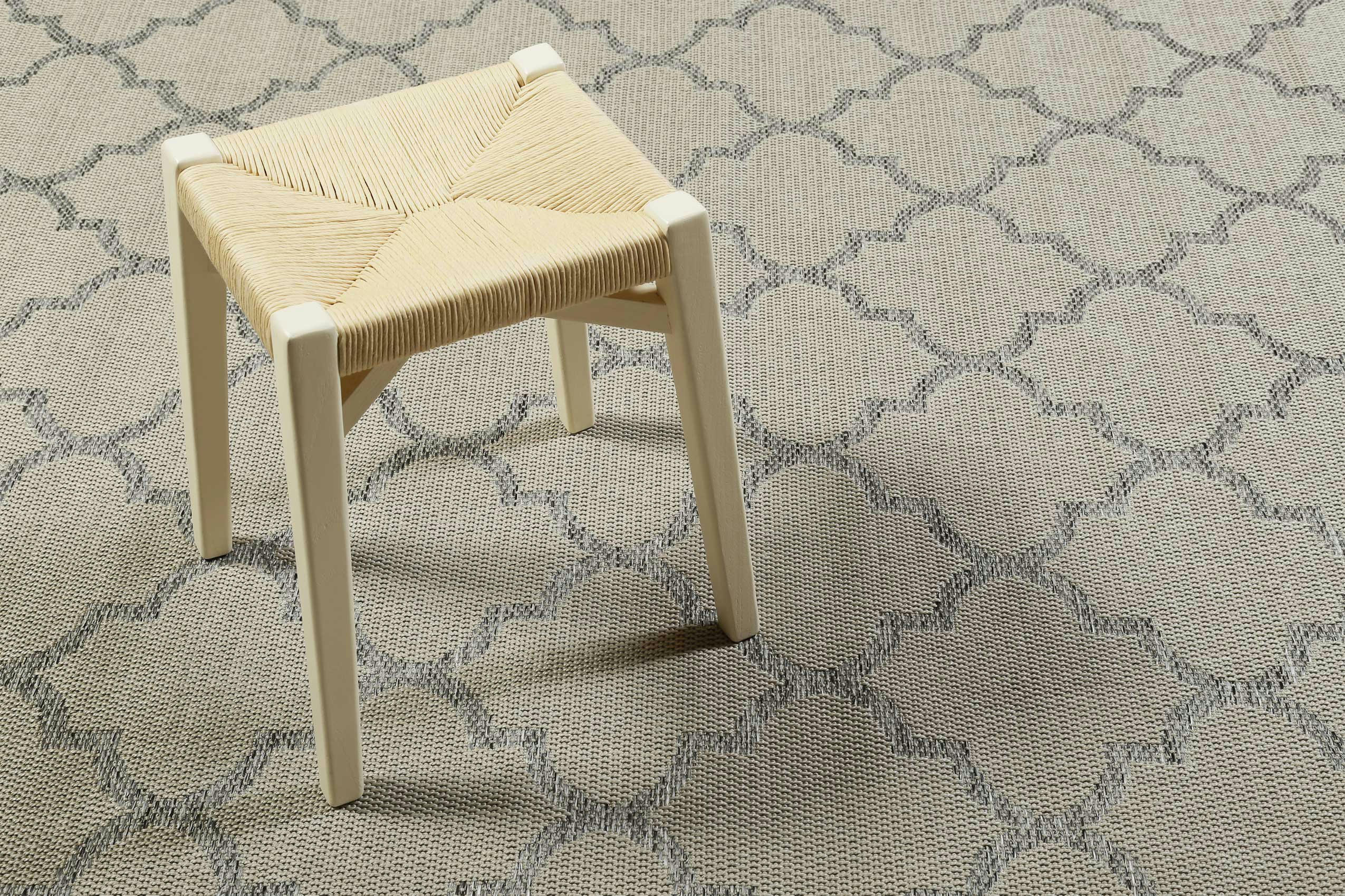GLEAMY - Tapis exterieur beige motif oriental gris 225x160