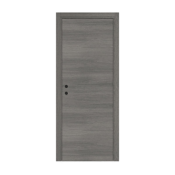 Bloc Porte isotherme PREMIUM Chêne grisé - Poussant droit et ajustable - L830mm