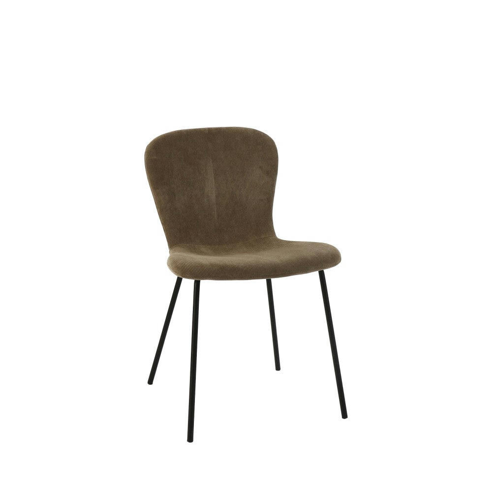DAIA - Chaise en velours côtelé pieds métal bronze