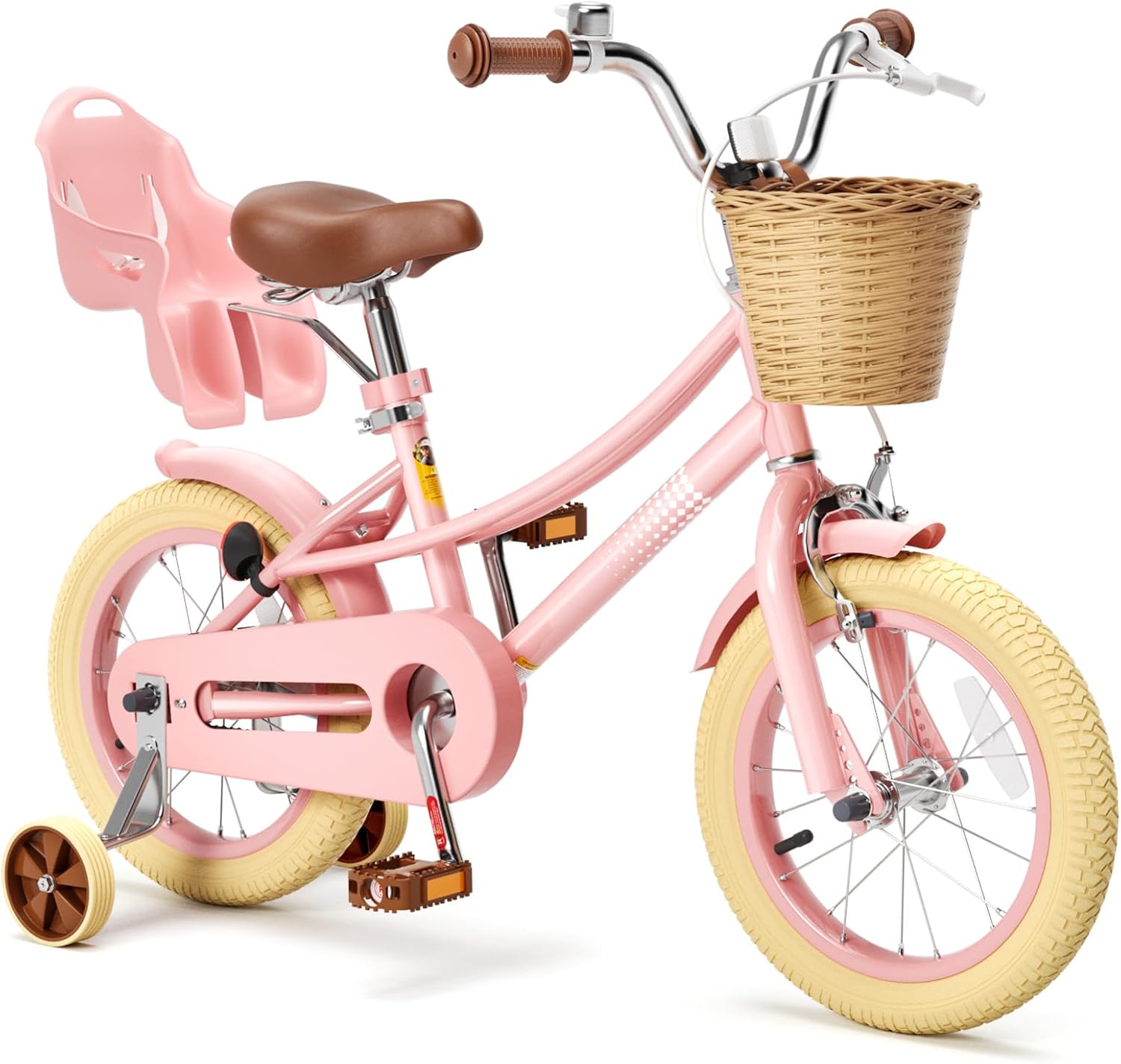 Glaf Kids Toddler Bike 12 14 16 20 Inch Girls Bike with Training Wheels Age 2-12 Years Old Toddler Girls Bike with Basket and Doll Seat Adjustable Seat