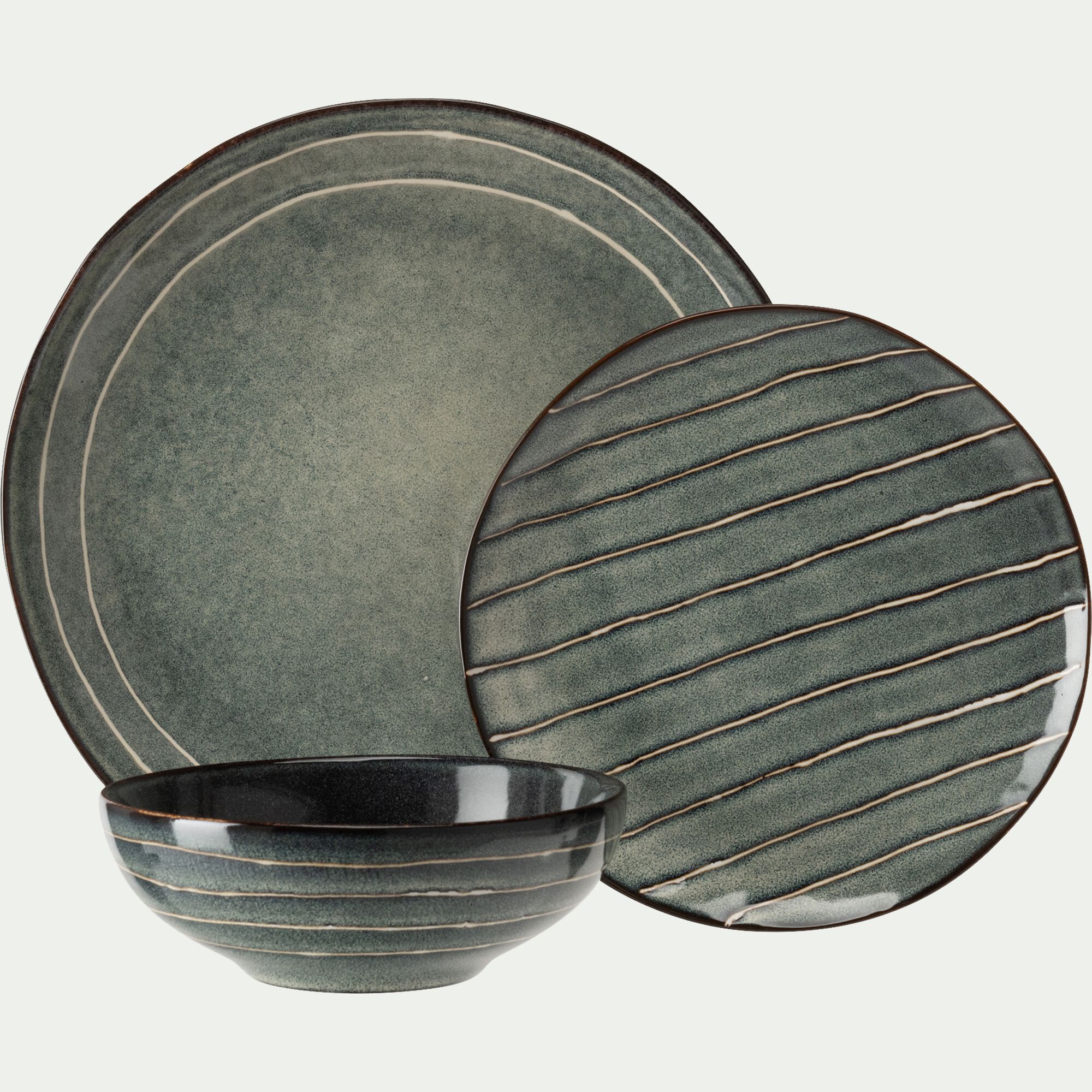 XYLANE - Assiette à dessert en grès D20,5cm - vert